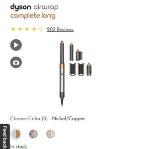 NEW Dyson Air wrap Complete Styler used 3x in Nickel + Copper